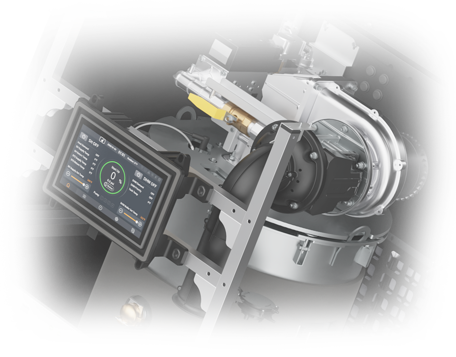 Navien NWP500 electric heat pump water heater detail view of internal components