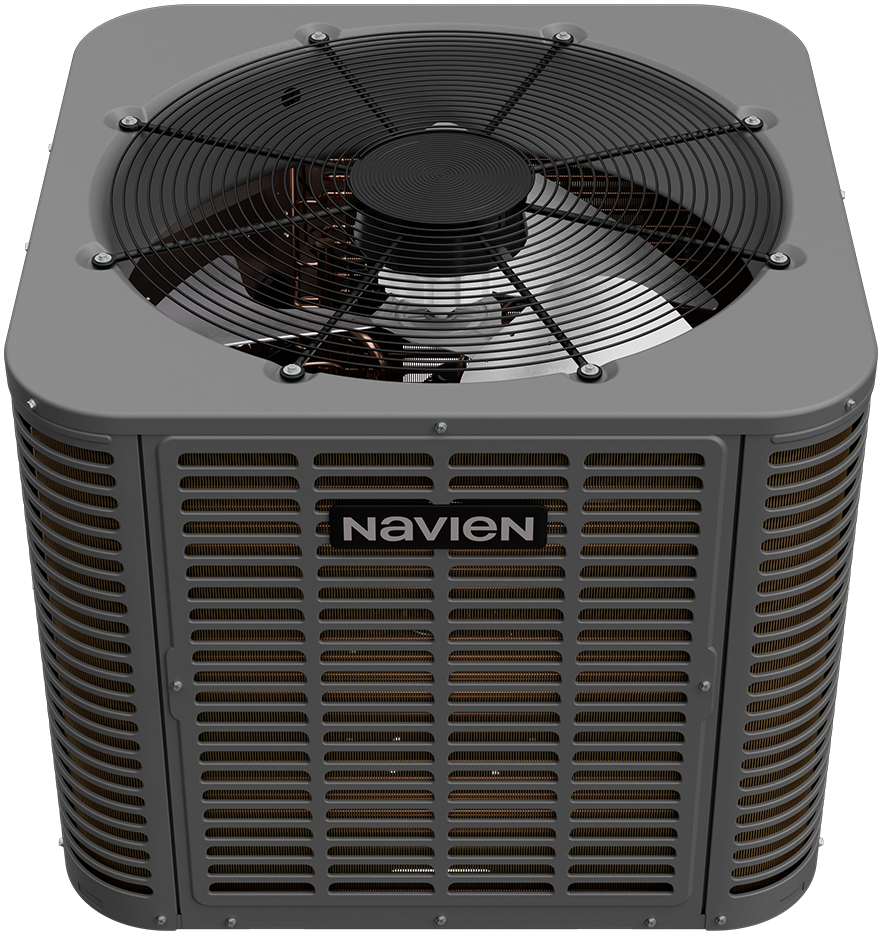 Navien NAZ heat pump with outer shell removed and internal components visible