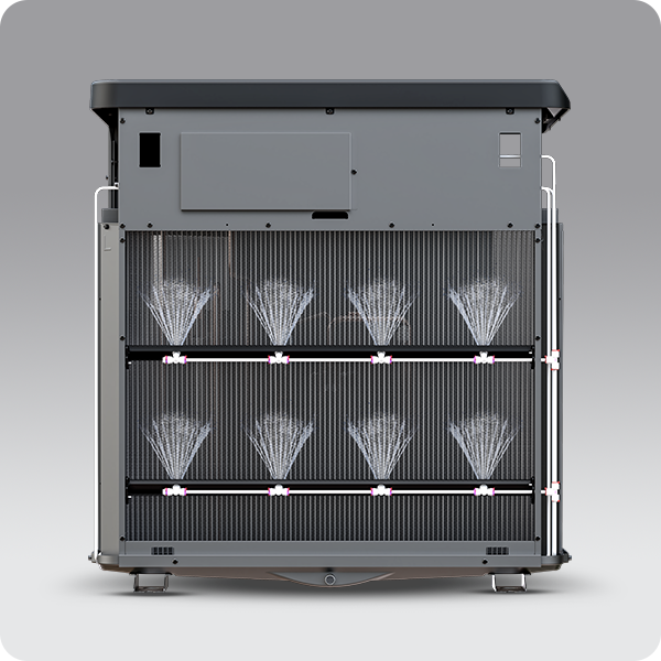 Navien NAZ heat pump with outer shell removed and internal components visible