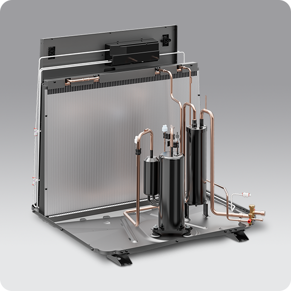 Navien NAZ heat pump with outer shell removed and internal components visible