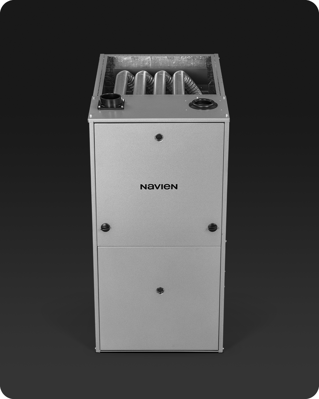 Navien NPF series hydro air furnace with cover removed and all interior components exposed