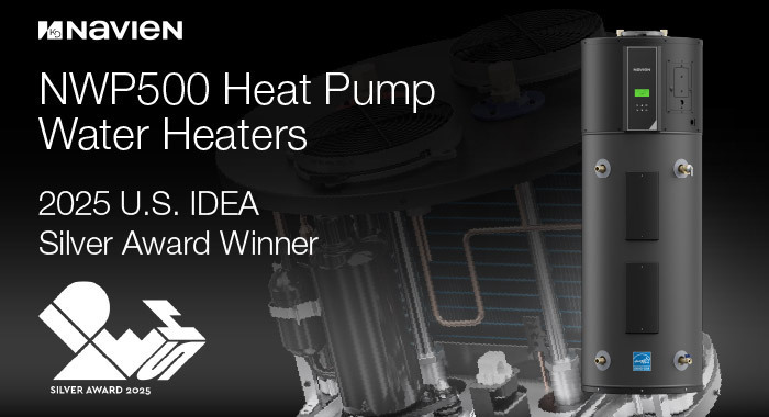 Navien NWP500 Heat Pump Water Heater Wins Prestigious 2025 IDEA Silver Award